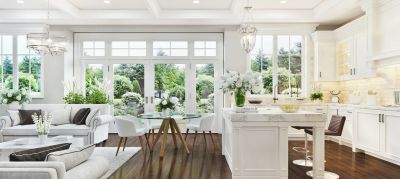 Large Picture Windows in a Dining Area